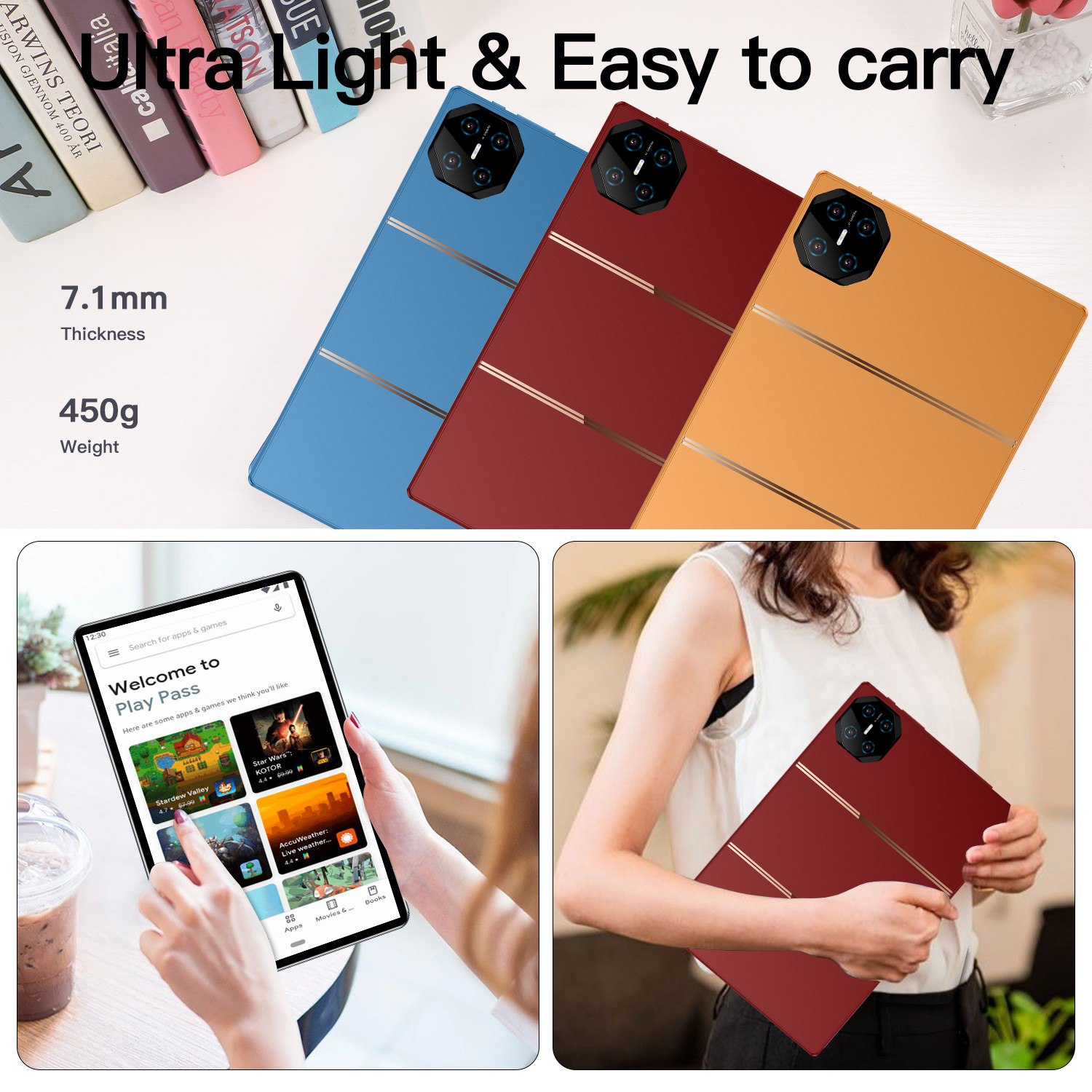 Tableta 10.1 inci, MUMOYAN, Android 13, 12GB RAM, 128GB ROM